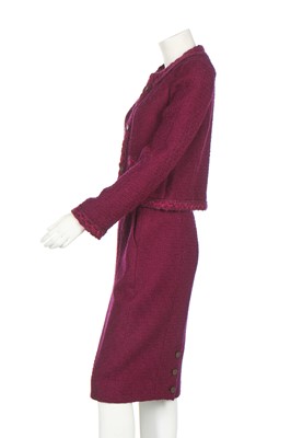 Lot 18 - A Chanel dark-purple wool tweed suit, Autumn-Winter 1998-99