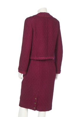 Lot 18 - A Chanel dark-purple wool tweed suit, Autumn-Winter 1998-99