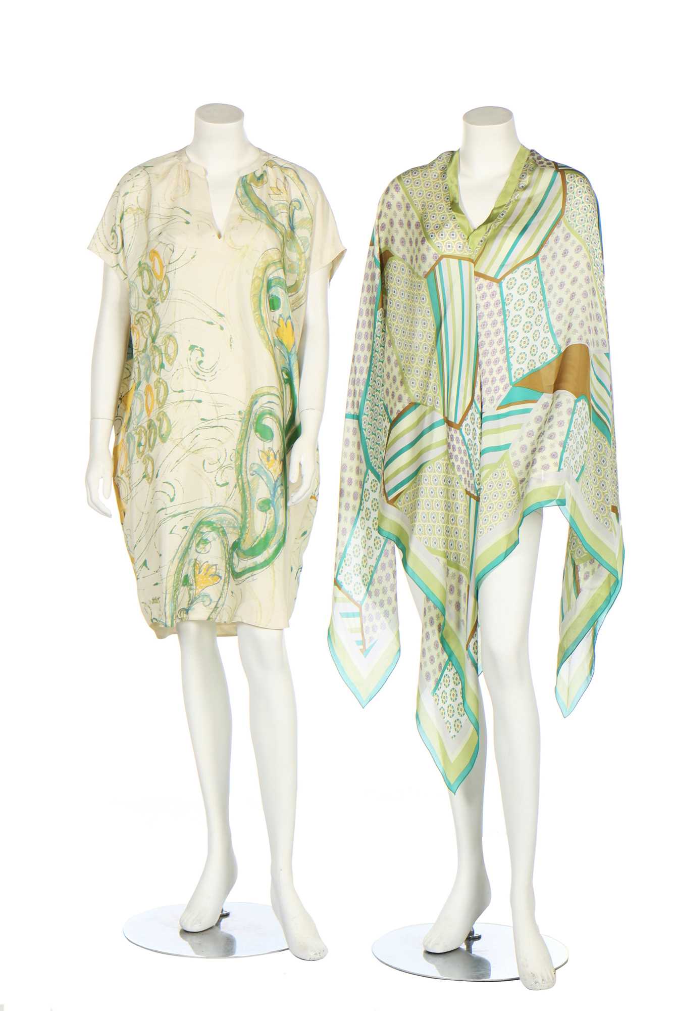 Lot 77 - Two Loro Piana printed silk summer tunics/cover-ups, modern