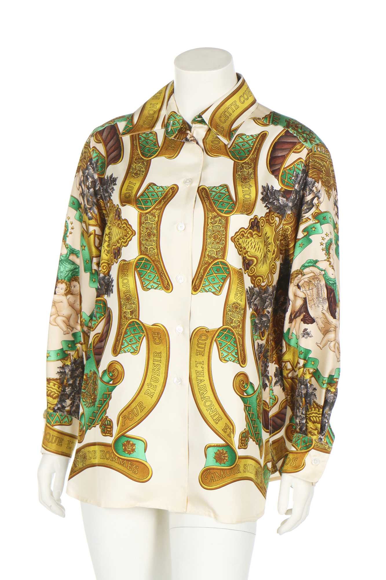 Lot 51 - An Hermès printed silk shirt, probably 1990s