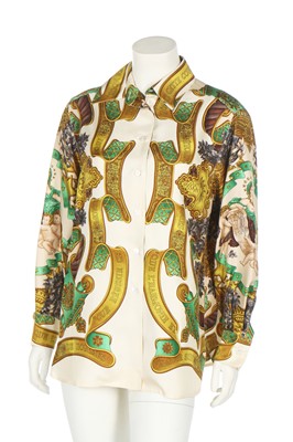 Lot 51 - An Hermès printed silk shirt, probably 1990s