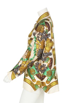 Lot 51 - An Hermès printed silk shirt, probably 1990s