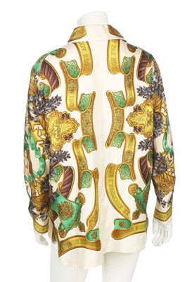 Lot 51 - An Hermès printed silk shirt, probably 1990s