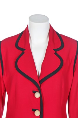 Lot 173 - A Moschino red rayon-blend suit, early 1990s