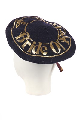Lot 364 - A Vivienne Westwood stencilled beret, 'Britain Must Go Pagan' collection, Spring-Summer 1988