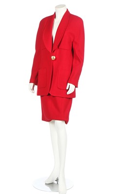 Lot 52 - A Chanel berry-red wool suit, Autumn-Winter 1989-90