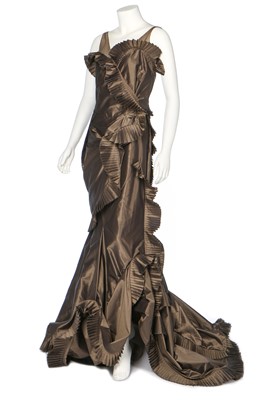 Lot 150 - A John Galliano for Dior couché-brown taffeta evening gown, 2006
