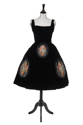 Lot 237 - A black velvet cocktail dress, probably Pierre Balmain, circa 1955