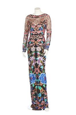 Lot 144 - An Alice Temperley embroidered black mesh evening gown, 2010s