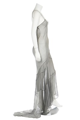 Lot 379 - A John Galliano sheer grey chiffon bias-cut gown, 'Filibustiers' collection, Spring-Summer 1993