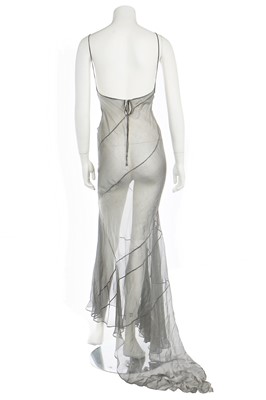 Lot 379 - A John Galliano sheer grey chiffon bias-cut gown, 'Filibustiers' collection, Spring-Summer 1993
