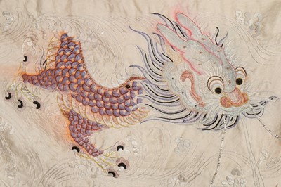 Lot 466 - An embroidered satin panel/pelmet, Chinese, circa 1900