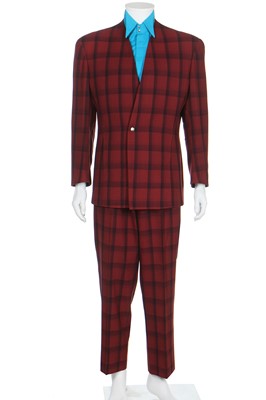 Lot 188 - A Thierry Mugler checked burgundy wool suit, circa 1991