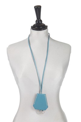 Lot 50 - A Martin Margiela for Hermès blue leather clochette-necklace