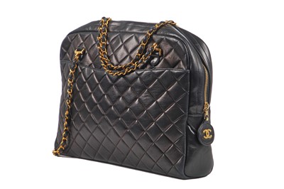 Lot 11 - A Chanel quilted navy lambskin bag, 1996-97
