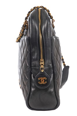 Lot 11 - A Chanel quilted navy lambskin bag, 1996-97