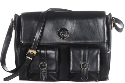 Lot 26 - A Versace black leather satchel, probably late 1990s