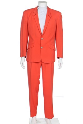 Lot 191 - A good Thierry Mugler men's neon-orange wool crêpe suit, 1980s-early 1990s