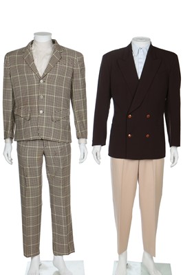 Lot 193 - A Thierry Mugler men's brown and green houndstooth-checked wool suit, 1980s-early 1990s