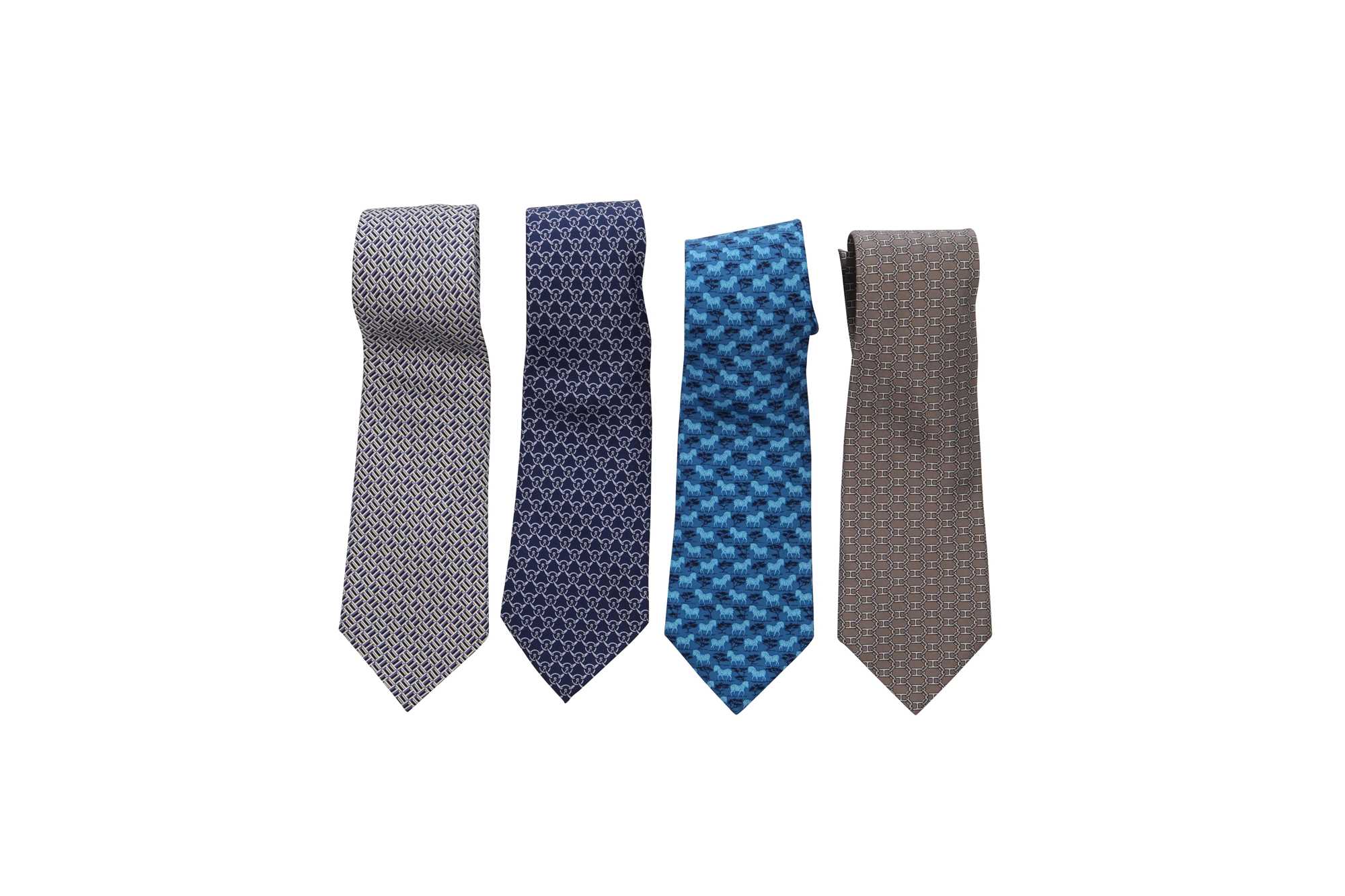 Lot 60 - Twelve Hermès printed silk ties, modern