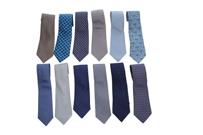 Lot 60 - Twelve Hermès printed silk ties, modern