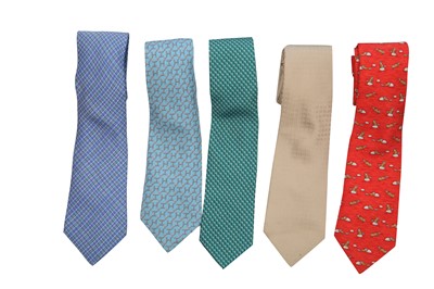 Lot 62 - Seventeen Hermès printed silk ties, modern