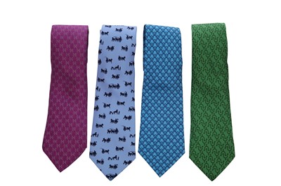 Lot 62 - Seventeen Hermès printed silk ties, modern