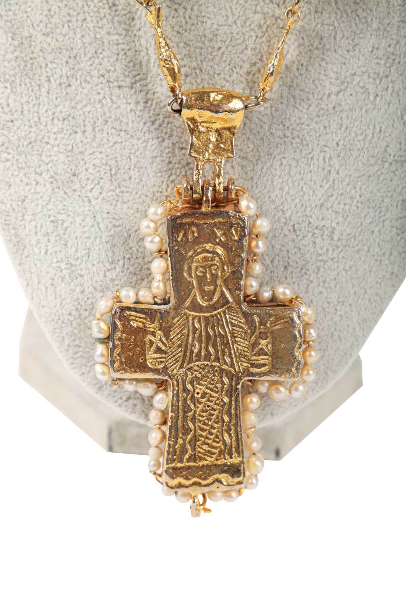 Lot 38 - A Robert Goossens probably for Chanel gothic-style crucifix pendant, 1971-1981