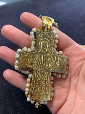 Lot 38 - A Robert Goossens probably for Chanel gothic-style crucifix pendant, 1971-1981