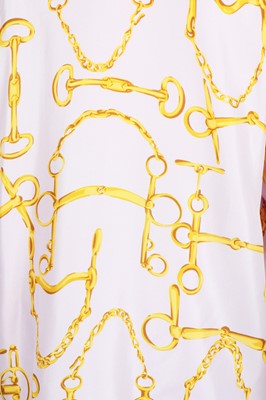 Lot 99 - A Gucci lilac silk shirt printed with horse-bit repeats, 1990s