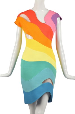 Lot 191 - A Thierry Mugler 'rainbow' wool-blend dress, 'Été Hawaii' collection, Spring-Summer 1990