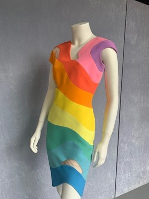 Lot 191 - A Thierry Mugler 'rainbow' wool-blend dress, 'Été Hawaii' collection, Spring-Summer 1990