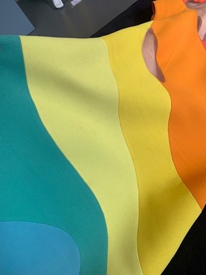 Lot 191 - A Thierry Mugler 'rainbow' wool-blend dress, 'Été Hawaii' collection, Spring-Summer 1990