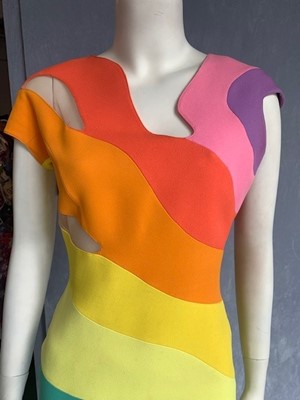 Lot 191 - A Thierry Mugler 'rainbow' wool-blend dress, 'Été Hawaii' collection, Spring-Summer 1990