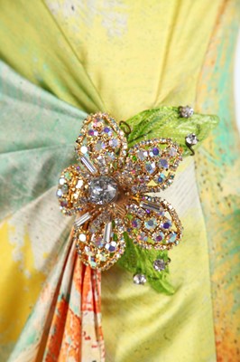 Lot 197 - A changeant green/purple silk-chiffon evening gown, 1990s