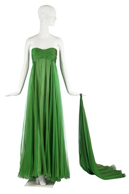 Lot 197 - A changeant green/purple silk-chiffon evening gown, 1990s