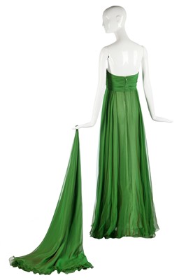 Lot 197 - A changeant green/purple silk-chiffon evening gown, 1990s