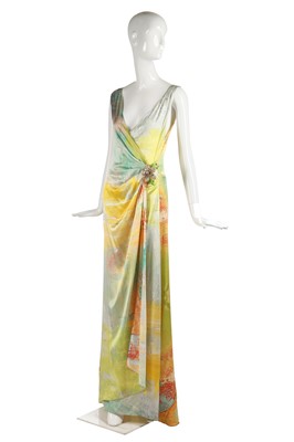 Lot 197 - A changeant green/purple silk-chiffon evening gown, 1990s