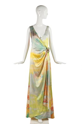 Lot 197 - A changeant green/purple silk-chiffon evening gown, 1990s