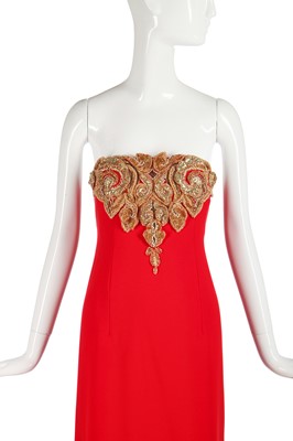 Lot 193 - A red satin-backed crêpe sheath, late 1990s
