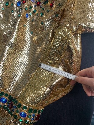 Lot 298 - A fine and rare Yves Saint Laurent couture bejewelled gold sequined dress, Autumn-Winter 1966