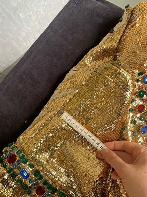 Lot 298 - A fine and rare Yves Saint Laurent couture bejewelled gold sequined dress, Autumn-Winter 1966