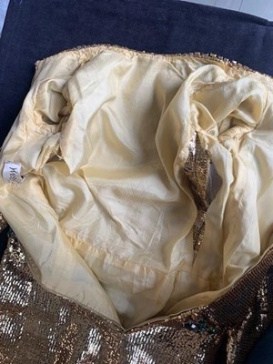 Lot 298 - A fine and rare Yves Saint Laurent couture bejewelled gold sequined dress, Autumn-Winter 1966