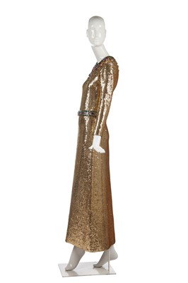 Lot 298 - A fine and rare Yves Saint Laurent couture bejewelled gold sequined dress, Autumn-Winter 1966