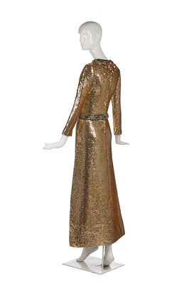 Lot 298 - A fine and rare Yves Saint Laurent couture bejewelled gold sequined dress, Autumn-Winter 1966