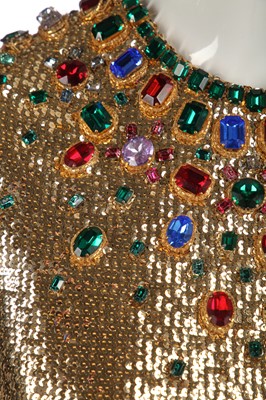 Lot 298 - A fine and rare Yves Saint Laurent couture bejewelled gold sequined dress, Autumn-Winter 1966