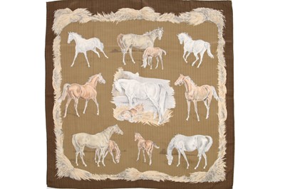 Lot 48 - Two Hermès printed silk-cashmere blend scarves, probably 1990s