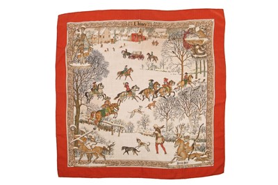 Lot 48 - Two Hermès printed silk-cashmere blend scarves, probably 1990s