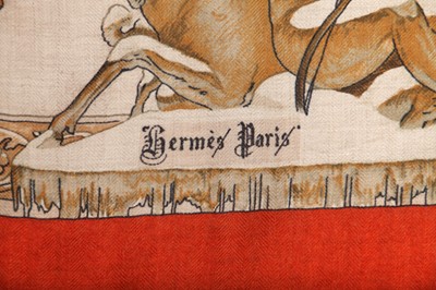 Lot 48 - Two Hermès printed silk-cashmere blend scarves, probably 1990s