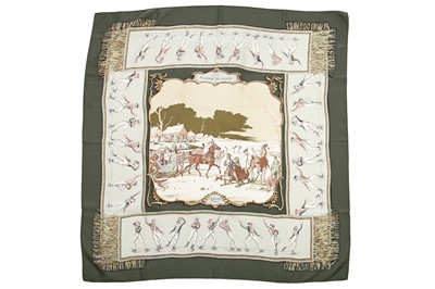 Lot 48 - Two Hermès printed silk-cashmere blend scarves, probably 1990s